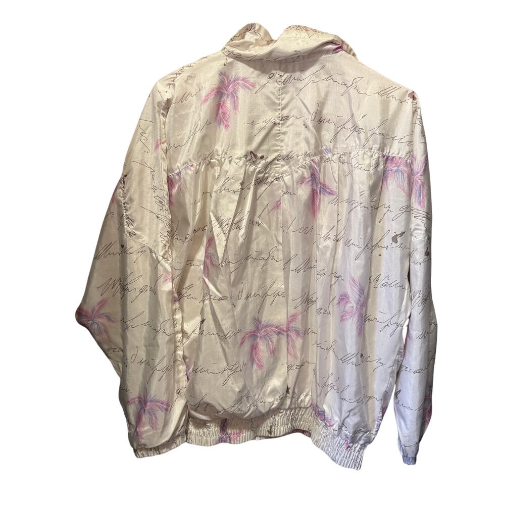 Adidas Lightweight Zip Up Script Print Silky Jack… - image 2